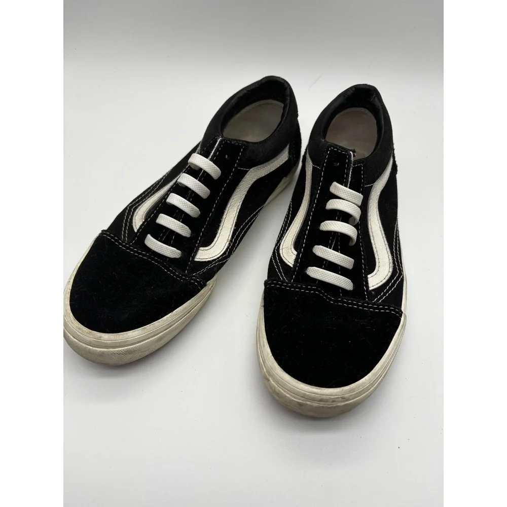 Vans Old Skool Sneakers Juniors 4.5 Black White Suede Canvas Low Top Skate Shoes